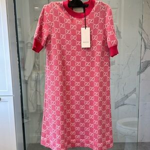 Gucci Jacquard GG Knit Pink Dress